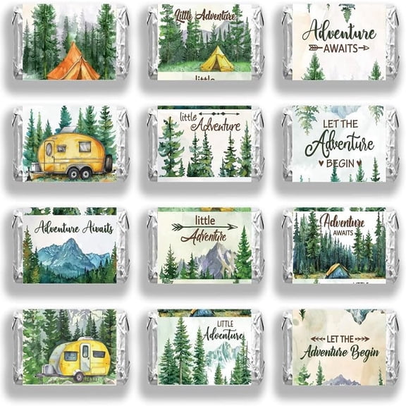 Leaf Paper Self Adhesive Mini Candy Bar Wrappers Baby Shower Candy Lable Stickers for Baby Boys Girls Shower Decor Forest 116x140mm DIY