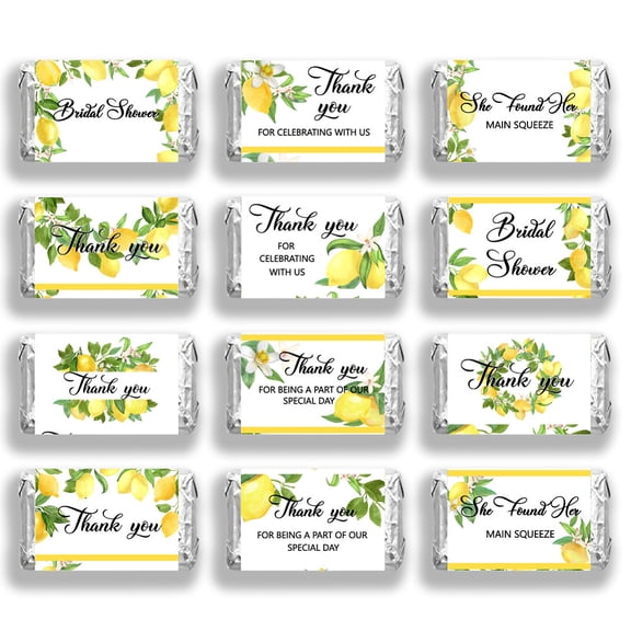 Leaf Paper Self Adhesive Mini Candy Bar Wrappers Baby Shower Candy Lable Stickers for Baby Boys Girls Shower Decor Lemon 116x140mm DIY