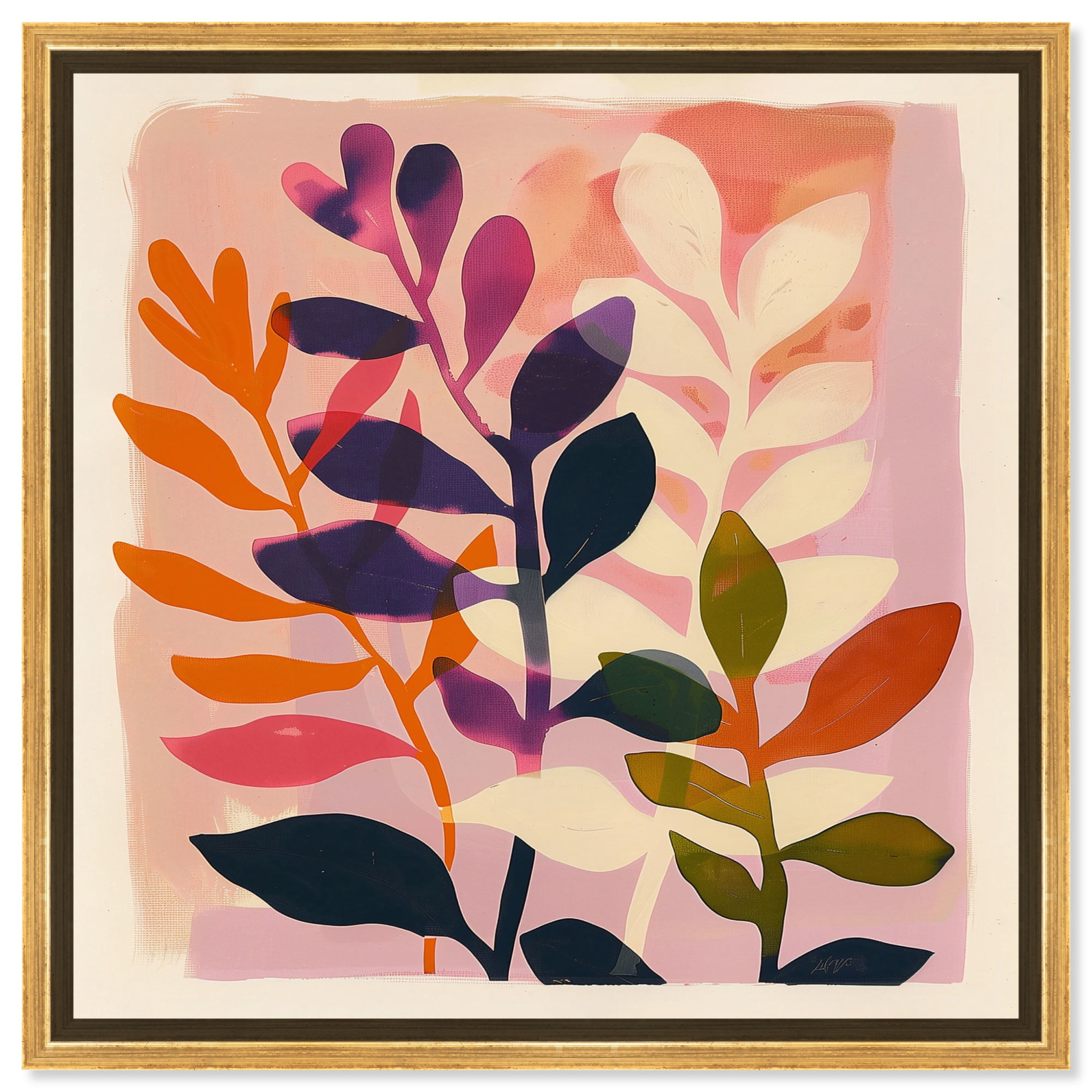 Leaf Parade Canvas Pop Art Prints by Art Remedy, Gold Frame, 12" x 12 ...