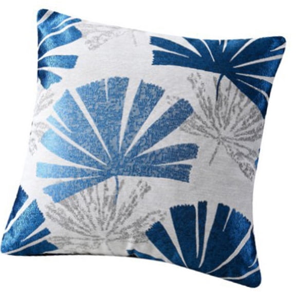 Leaf Pattern Jacquard Cushion Cover Blended Linen Fabric Hidding Zippers Closure Design Pillow Case For Interior Decors