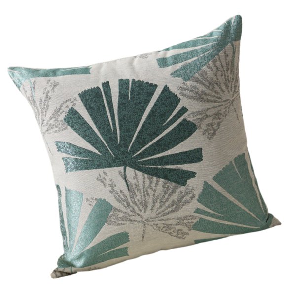 Leaf Pattern Jacquard Cushion Cover Blended Linen Fabric Hidding Zippers Closure Design Pillow Case For Interior Decors