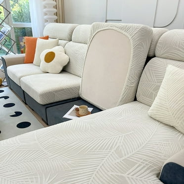 Leaf Pattern Jacquard Sofa Cover, Waterproof Anti-Dirt, Soft, Comfortable Sofa Cushion (D,L)