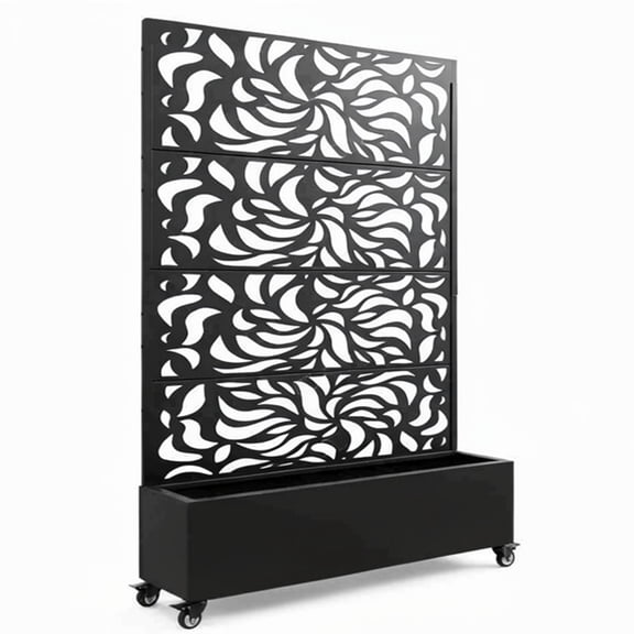 Leaf Pattern Privacy Screen with Planter Box 70.87"H x 46.06"W