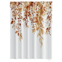 Leaf Pattern Shower Curtain 100X70Cm, Orange Botanical Leaves Kitchen Window Curtains Over Farmhouse Flower Fall Small Window Cafe Short Curtains for Bathroom Tier Drapes, 1 Shower Curtain