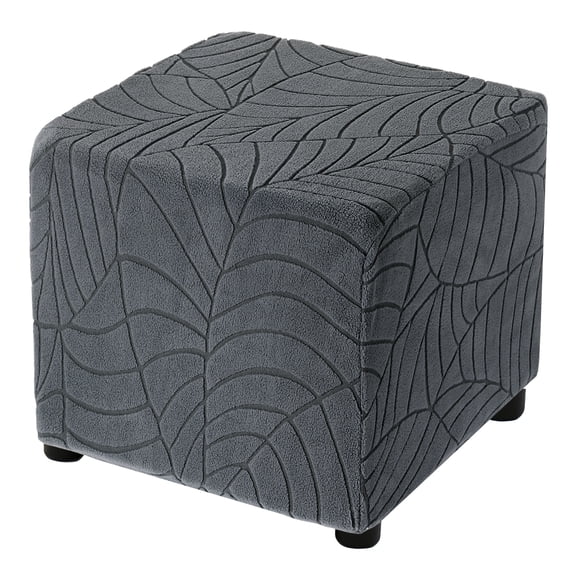 Leaf Pattern Square Stretch Foot Stool Cover Fit Length 13"-18", Dark Gray