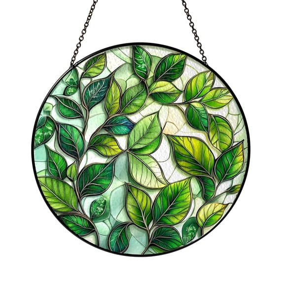 Leaf Pattern Window Art – Faux Stained Glass