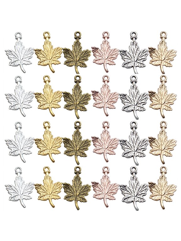 Leaf Pendants Accessory, 60pcs Mixed Color Hollow Leaf Charms Antique Pendants Decorations Metal Crafts Jewelry Findings for DIY Necklace Bracelet Earring Handmade Crafting,23 * 15mm