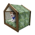 thumbnail image 1 of Leaf Pet House, Tropical Exotic Banana Forest Palm Tree Leaves Watercolor Design Image, Outdoor & Indoor Portable Dog Kennel with Pillow and Cover, 5 Sizes, Pale Green Dark Green, by Ambesonne, 1 of 5