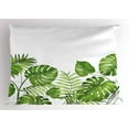 thumbnail image 1 of Leaf Pillow Sham Nature Jungle Forest Rainforest Inspired Leaves Plant Foliage Swirls Botanic Image, Decorative Standard King Size Printed Pillowcase, 36 X 20 Inches, Pale Green, by Ambesonne, 1 of 2