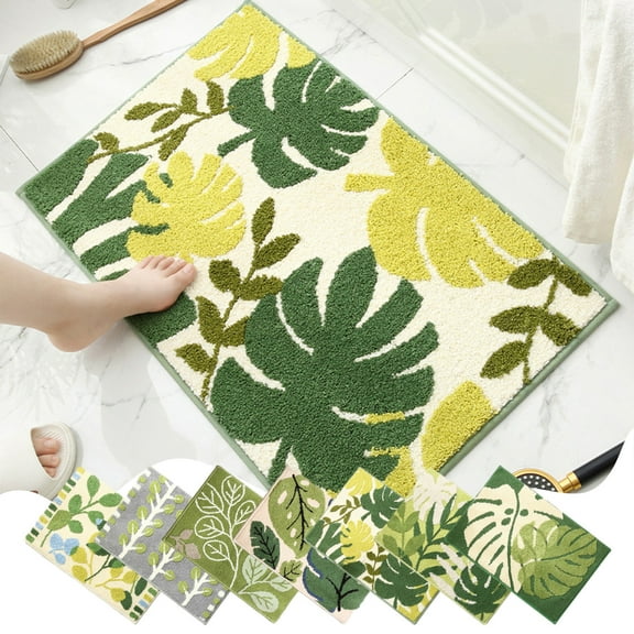 Leaf Plant Bath Mat Bathroom Non-slip Mat Absorbent Floor Mat Entry Door Mat Non-slip Foot Mat Bedroom Carpet 50% 0ff Clearance!