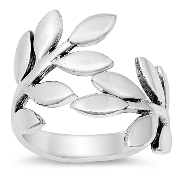 Leaf Plant Wrap Leaves Wreath Ring .925 Sterling Silver Band Jewelry Female Male Unisex Size 7