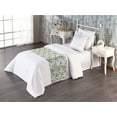 thumbnail image 1 of Leaf Print Bed Runner, Feather Like Leaves Foliage Tropical Jumble Pastel Colored Trees, Decorative Accent Bedding Scarf for Hotels Homes & Guest Rooms, Twin, Mauve Pale Blue and Green, by Ambesonne, 1 of 3