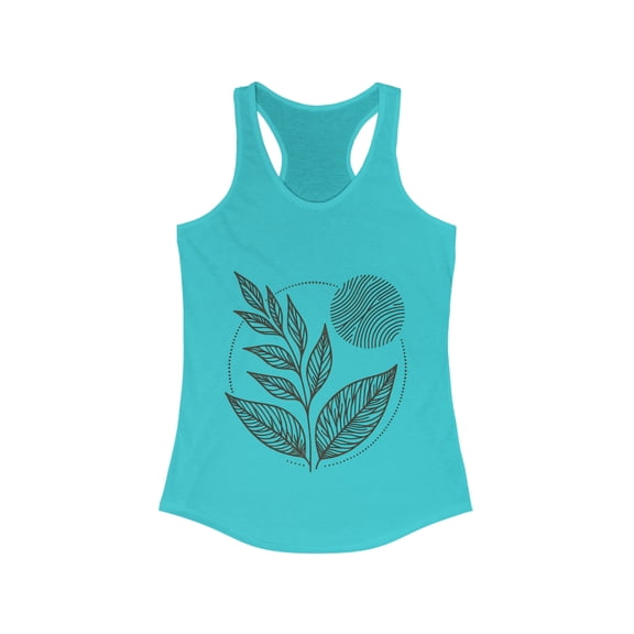 Leaf Print Racerback Tank Top for Women - Bohemian Style