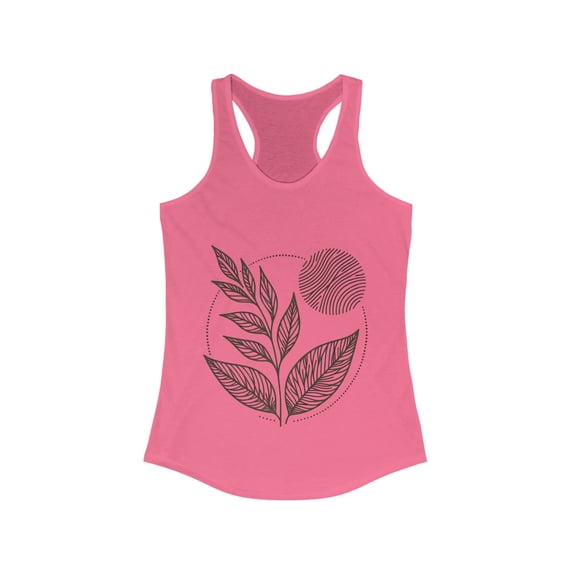 Leaf Print Racerback Tank Top for Women - Bohemian Style