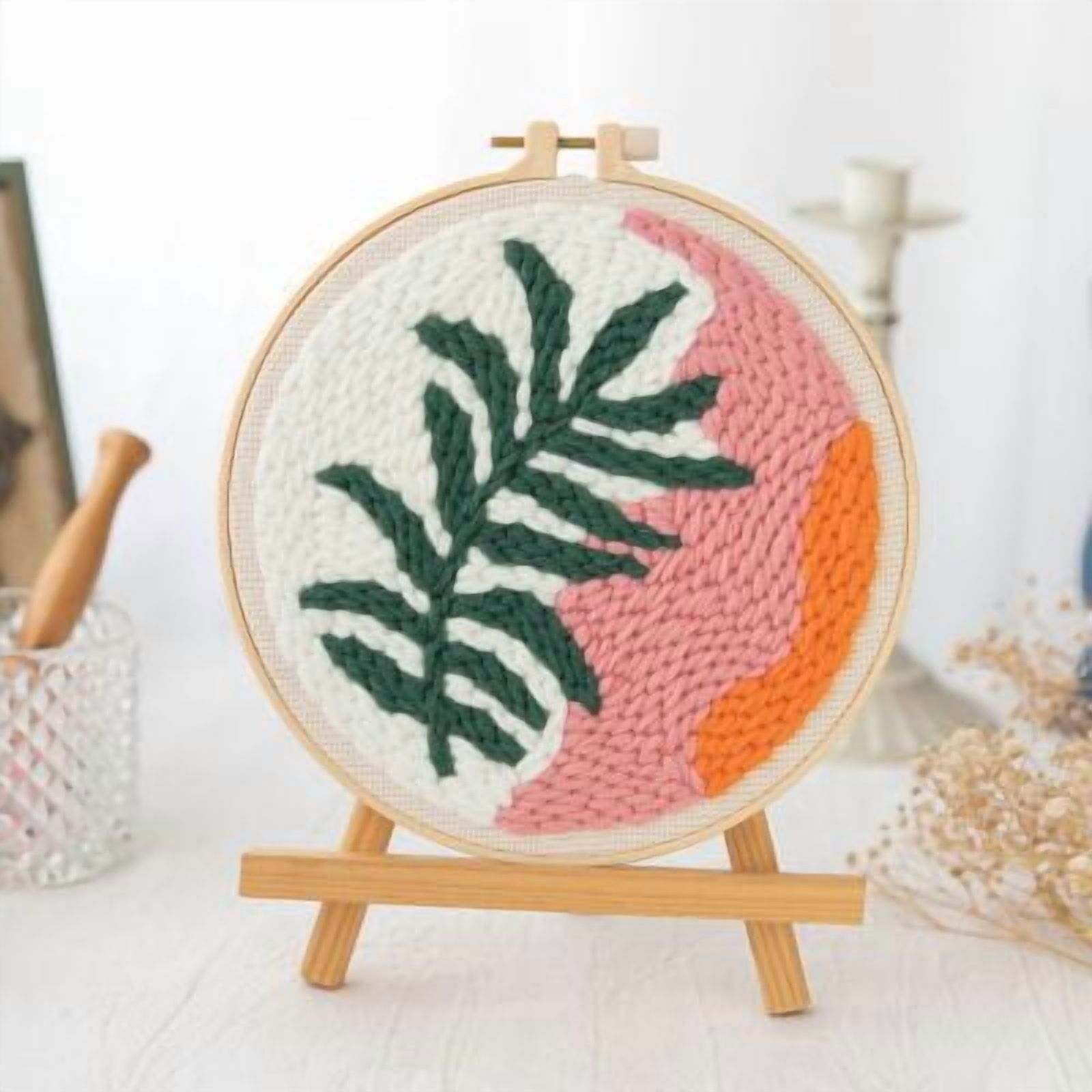 Leaf Punch Needle Kits Adults Beginner, Handcraft DIY Craft Hoop Kit ...