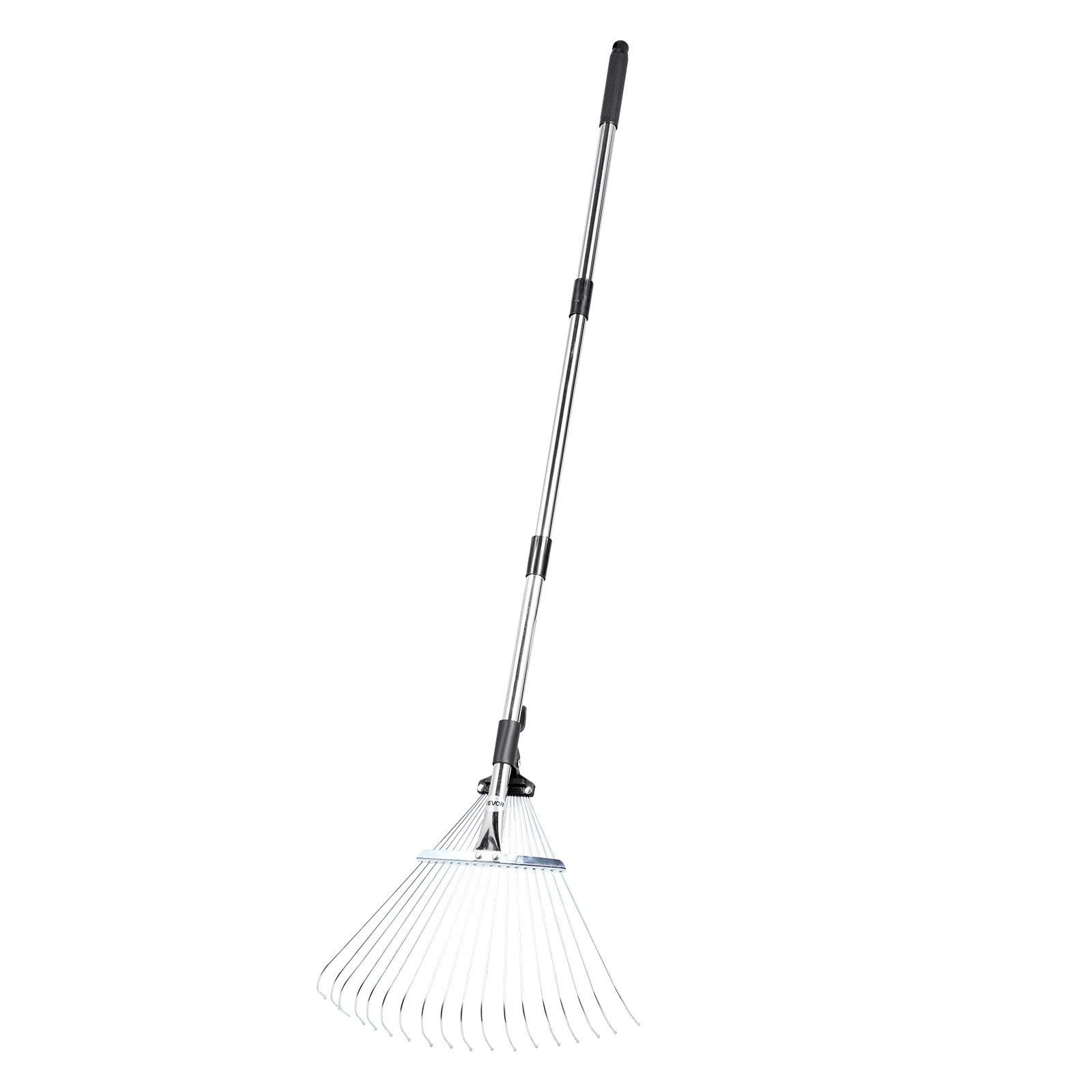 Round Leaf Rake Leaf Rake, 18 Metal Tines, Adjustable Garden Rake for Lawns with 7.7-17 ...