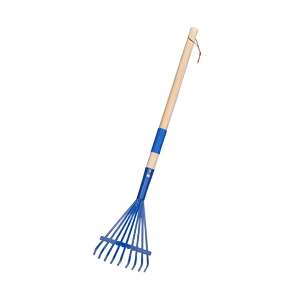 Leaf Rake for Garden Heavy Duty with Wood Handle, Small Metal Tines Yard Rake 27 Inch Length, Lawn Cleaning Tool for Shrub Flower Beds Leaves Debris for Yard Work