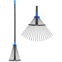 Leaf Rake for Lawns, Heavy Duty Garden Rakes Long Handle with Expandable Head 8-17 inch, 55inch