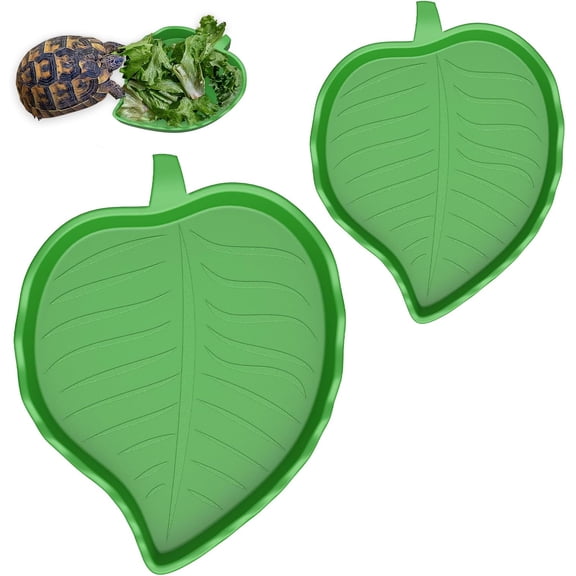 Leaf Reptile Water Dish, Reptile Water Bowl, Tortoise Habitat Accessories, Bearded Dragon Water Bowl, Pet Food Feeding Plate for Turtle Snake Lizard