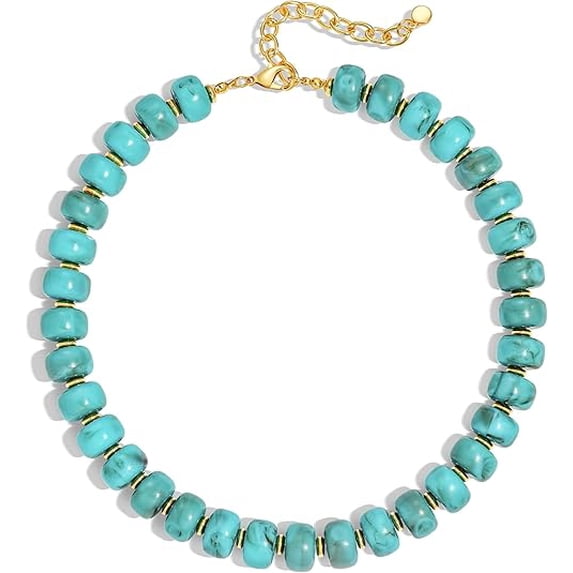 Leaf Resin Chunky Beaded Necklace for Women, Simple Modern Style Necklace Jewelry Accessory
