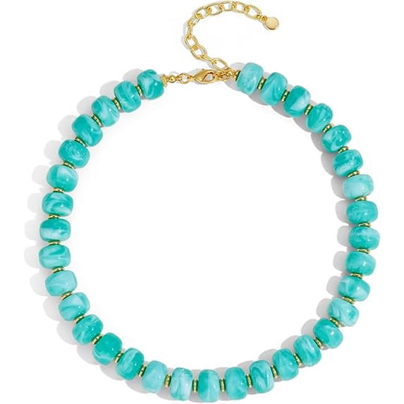Leaf Resin Chunky Beaded Necklace for Women, Simple Modern Style Necklace Jewelry Accessory