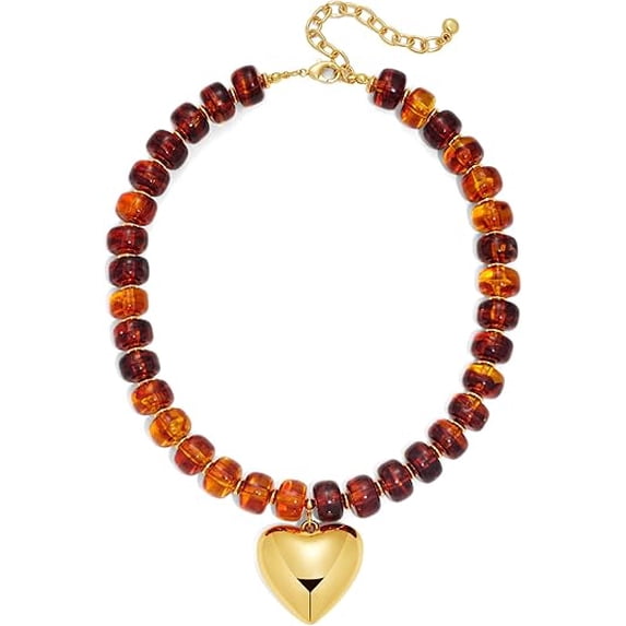Leaf Resin Chunky Beaded Necklace for Women, Simple Modern Style Necklace Jewelry Accessory
