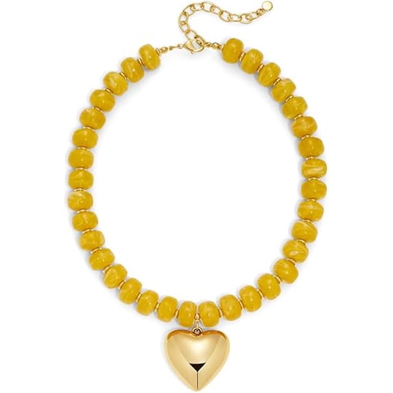 Leaf Resin Chunky Beaded Necklace for Women, Simple Modern Style Necklace Jewelry Accessory