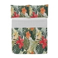 thumbnail image 1 of Leaf Reversible Bedspread Set, Hawaiian Summer Tropical Island Vegetation Leaves Hibiscus Flowers, Pillow Shams & Comforter Microfiber Bedding Set, 3 Sizes, Green Orange Yellow, by Ambesonne, 1 of 4