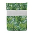 thumbnail image 1 of Leaf Reversible Bedspread Set, Tropical Exotic Banana Forest Palm Tree Leaves Watercolor Design Image, Pillow Shams & Comforter Microfiber Bedding Set, 3 Sizes, Pale Green Dark Green, by Ambesonne, 1 of 4