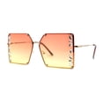 thumbnail image 1 of Leaf Rhinestone Rimless Rectangle Square Butterfly Sunglasses Gold Orange Yellow, 1 of 4