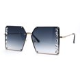 thumbnail image 1 of Leaf Rhinestone Rimless Rectangle Square Butterfly Sunglasses Gold Smoke, 1 of 4