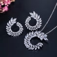 thumbnail image 1 of Leaf Round Olive Branch Marquise Necklace Earring Jewelry Set Sparkling White CZ, 1 of 9