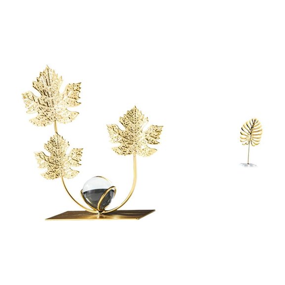 Leaf Sculpture Figurine Statue Metal Art with Iron Material for Home Office Bedroom Living Room Decoration