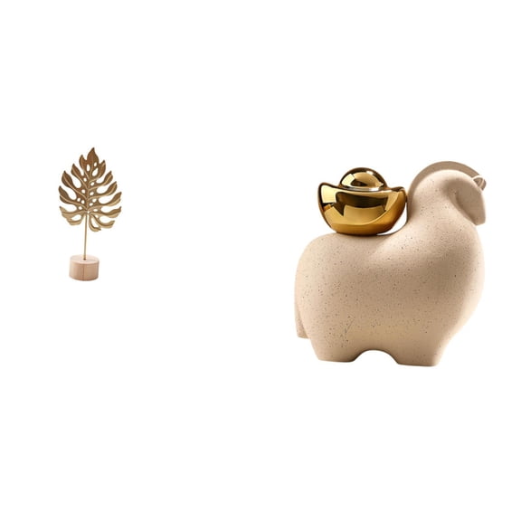 Leaf Sculpture Metal Animal Figurine Ceramic Art Crafts Creative Abstract Design for Home Office Decor