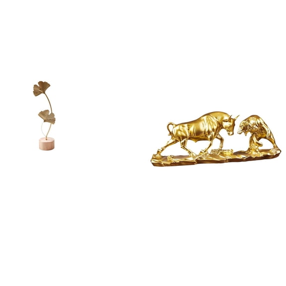 Leaf Sculpture Metal Bull Figurine Bear Statue Iron Resin Material Modern Decor for Home Office Table Display