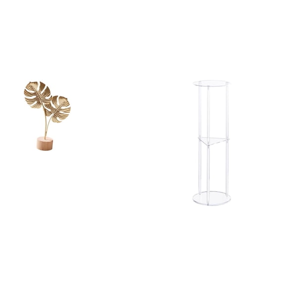 Leaf Sculpture Metal Decor Acrylic Table Multifunctional Design for Bedroom Small Space Office