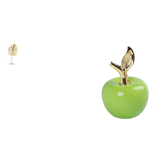 Leaf Sculpture Metal Figurine Fruit Statue Ceramic Base Artistic Holiday Ornament for Living Room Bar Cafe Decor