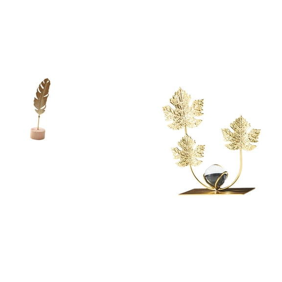 Leaf Sculpture Metal Figurine Statue Iron Material Artistic Decor for Living Room Bedroom Office Table