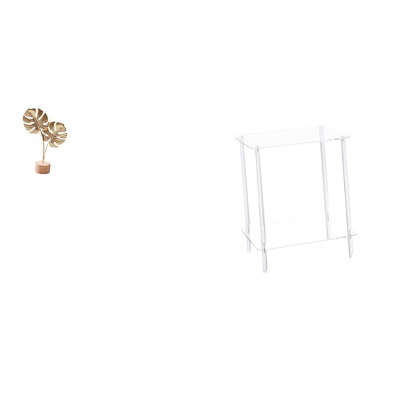 Leaf Sculpture Metal Leaf Statue Acrylic Side Table Iron Wood Material Home Office Living Room Decor