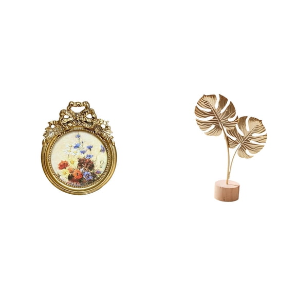 Leaf Sculpture Metal Statue Ornate Frame Handcrafted Resin Design for Home Living Room Office Decoration