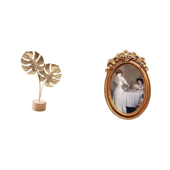 Leaf Sculpture Metal Statue Photo Frame Resin Material Decorative Gift for Home Office Bedroom Display