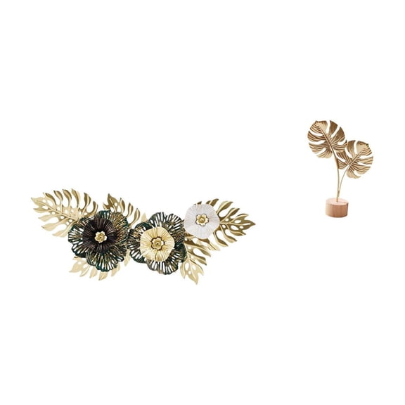 Leaf Sculpture Metal Wall Decor Hanging Art Stylish Iron Wood Ornament for Living Room Dining Table