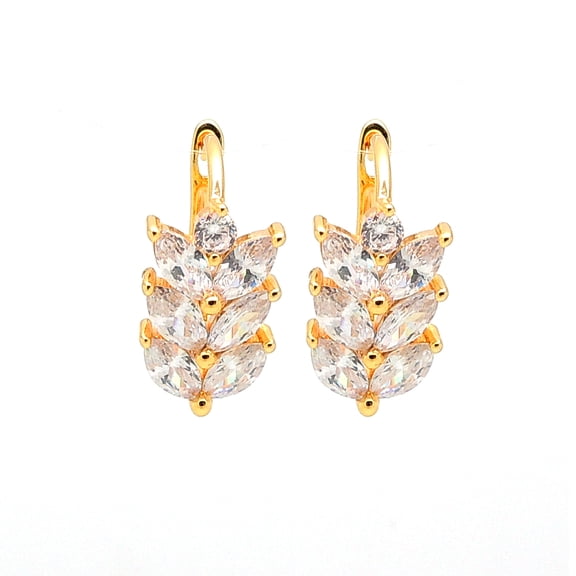 Leaf Shape Drop Earrings for Women Marquise Cz Gold Plated Ginger Lyne Collection