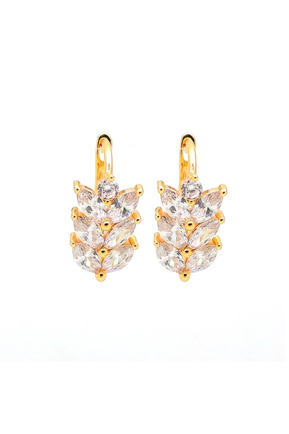 Leaf Shape Drop Earrings for Women Marquise Cz Gold Plated Ginger Lyne Collection