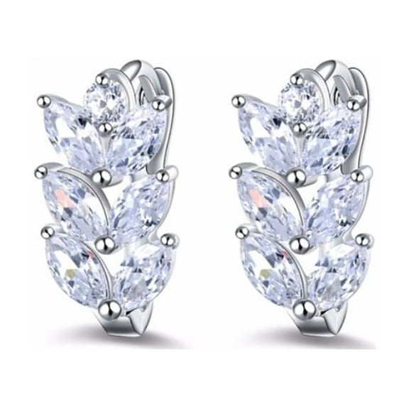 Leaf Shape Drop Earrings for Women Marquise Cz Gold Plated Ginger Lyne Collection