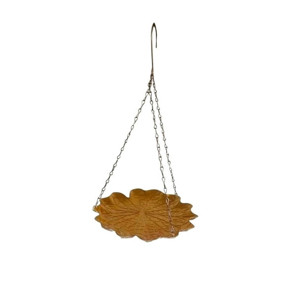 Leaf Shape Hanging Bird Bath Feeder, Metal Bird Feeder Gold Finish, Reusable Weatherproof Iron Art Decor For Garden Lawn Patio