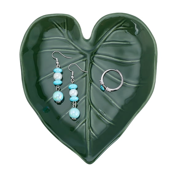 Leaf Shape Spoon Holder Porcelain Plate Jewelry Tray Decorative Spoon Rest Spatula Holder Home Organizer Accessories Decorations1pc