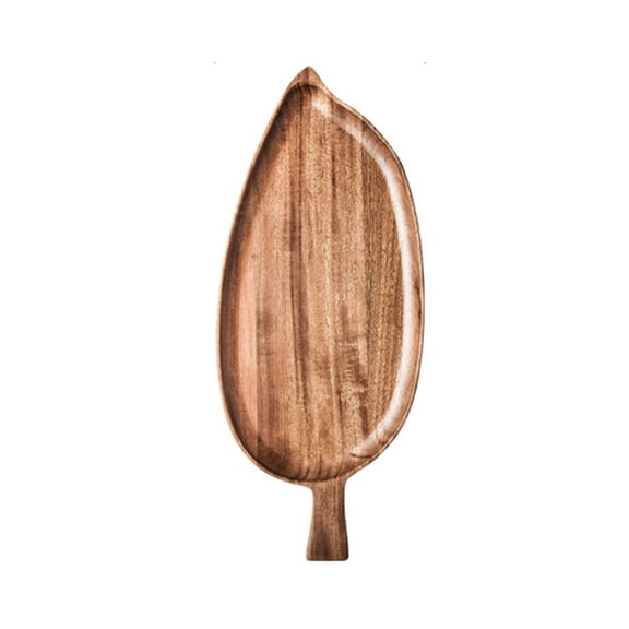 Leaf Shape Wood Food Tray Unique Wood Fruit Bread Snack Tray Sturdy Storage Decorative Tea Tray Modern Living Room Decor