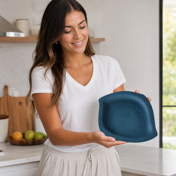 Leaf Shaped Deep Serving Platter, Curved Edge Food Tray, Multi Purpose Table Plates for Kitchen Dinner Picnic and Camping