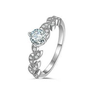 Leaf Shaped Design Women's Engagement Ring 1.9 Ct Diamond 14K White Gold Over